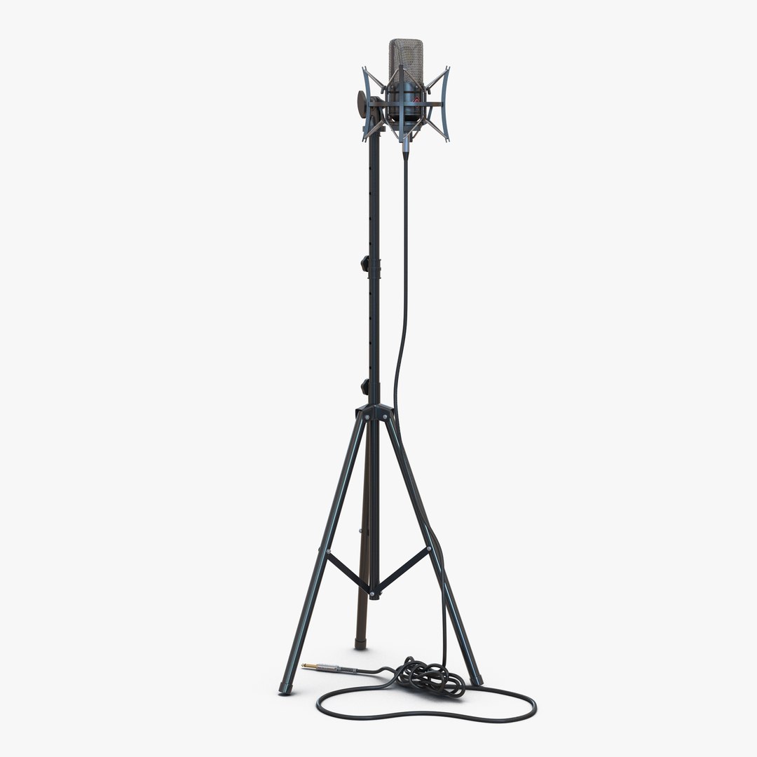 Condenser Microphone and Stand Generic 3D Model 3D model preview