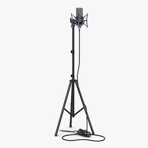 Condenser Microphone and Stand Generic 3D Model