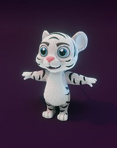 Cartoon White Tiger Animated 3D Model 3D model