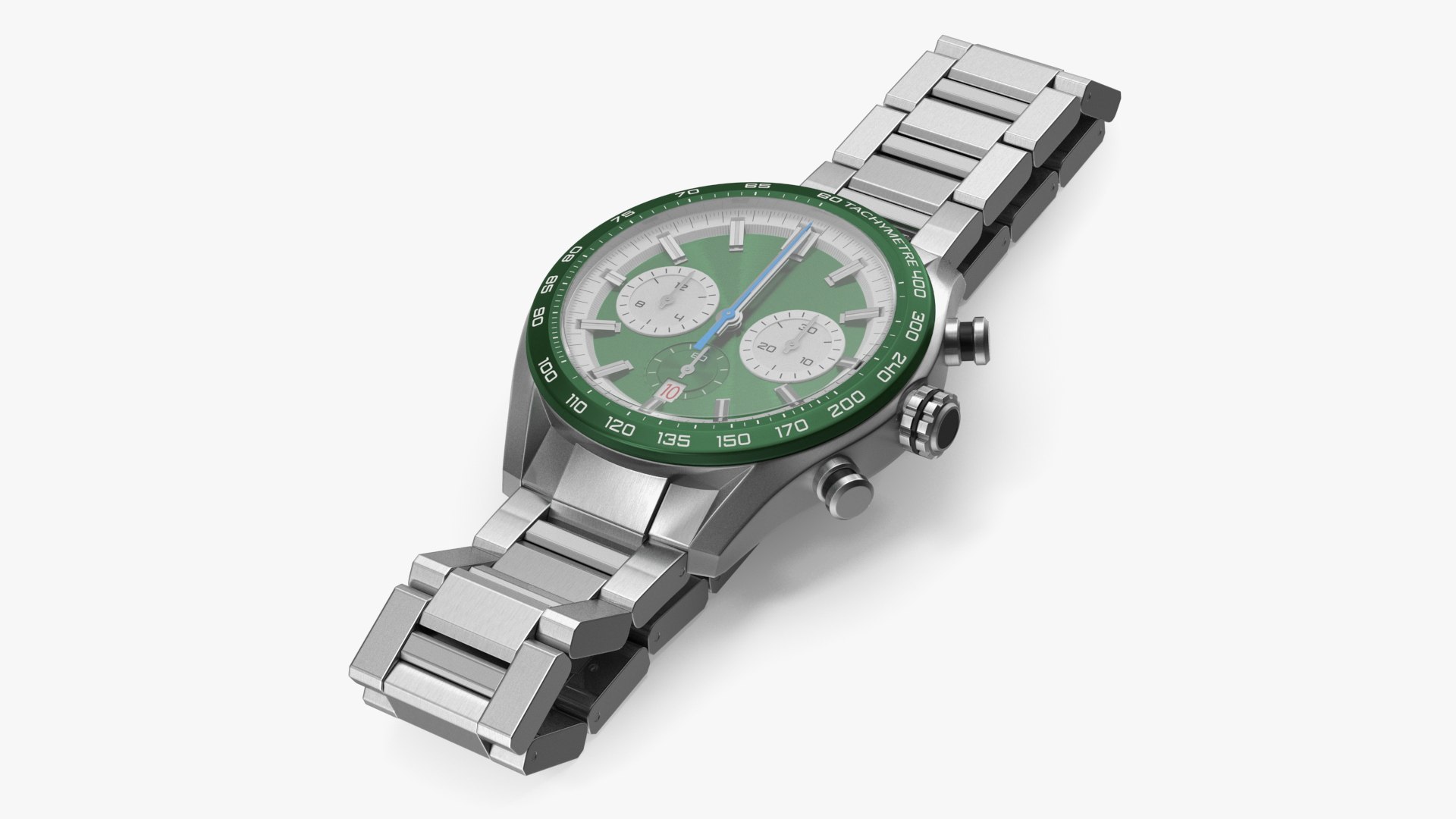 Dial Green Watch Open Strap 3D model preview