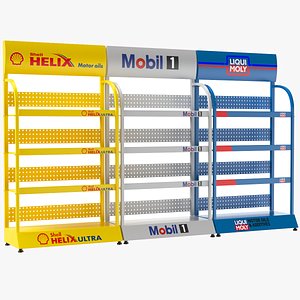 Detailed Motor Oil Bottles Rack 3D model