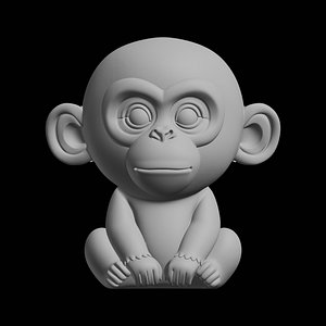 Cute Baby Monkey 3D Print Model Animal Character 3D model
