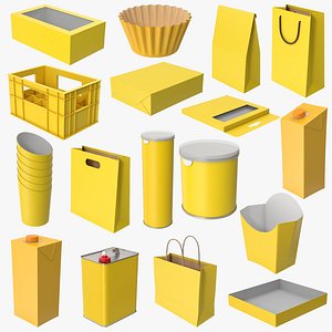 Yellow Containers Boxes Packages Bags Collection