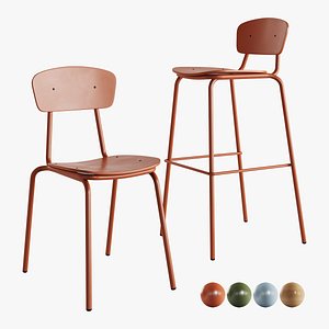 3D Simple Chair and Bar Stool by Mara model