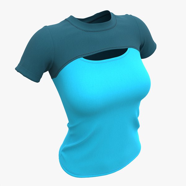 Blouse top for women blue Mockup model