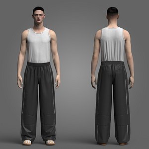 Contrast Water-Repellent Technical Trouser With Tank Top