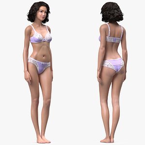 Asian Woman in Lingerie Rigged for Cinema 4D