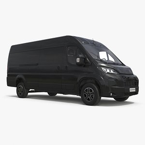 3D Fiat Ducato Long Van Black Simplified model