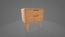 Modern Scandinavian Wooden Bedside Table with Two Drawers