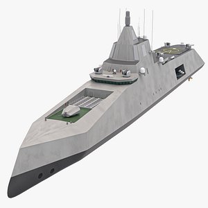 3D Stealth Navy Frigate v2