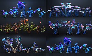 3D Alien Plants Animated Mega Pack