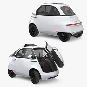 Compact EV City Vehicle Microlino White Rigged for Cinema 4D