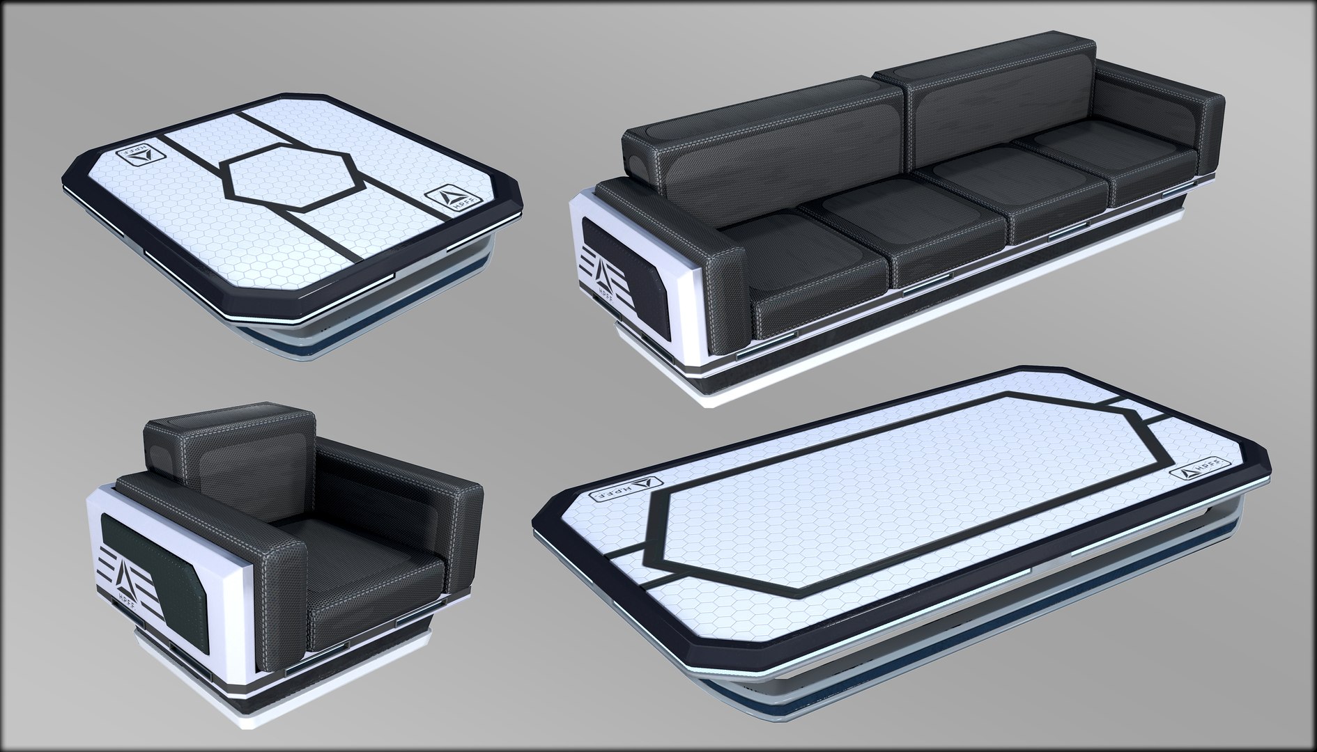 3D Scifi Furniture Pack Coffee model TurboSquid 1743616