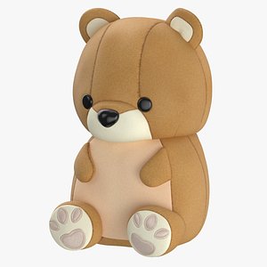 Stuffed Animals Bear Brown and White 3D model