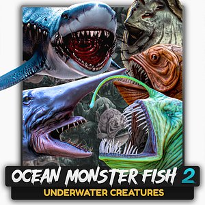 Ocean Monster Fish Pack - Low poly Fish - Predator - Underwater Creatures model - 11