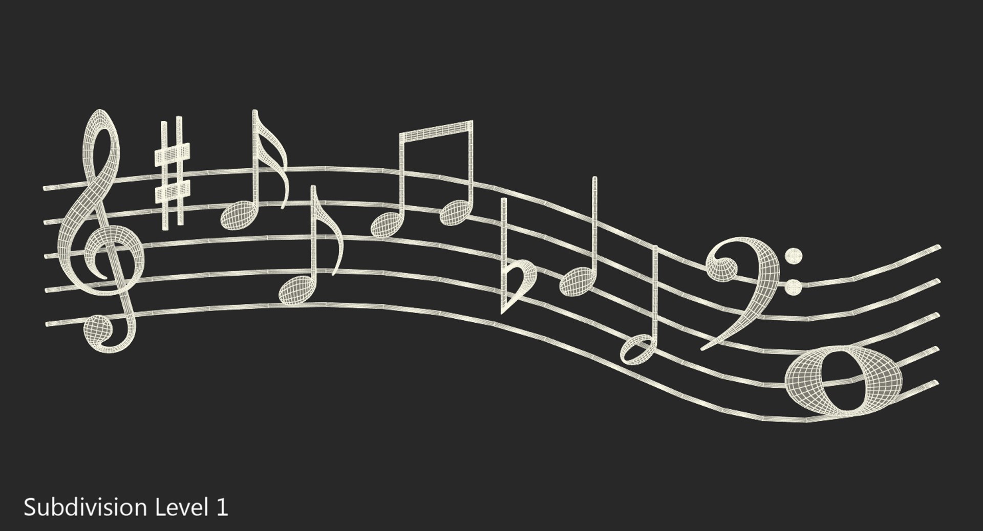 3D Silver Music Notes Waves - TurboSquid 1434817