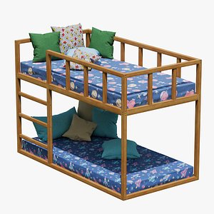 Kids Wooden Bunk Bed with Ladder