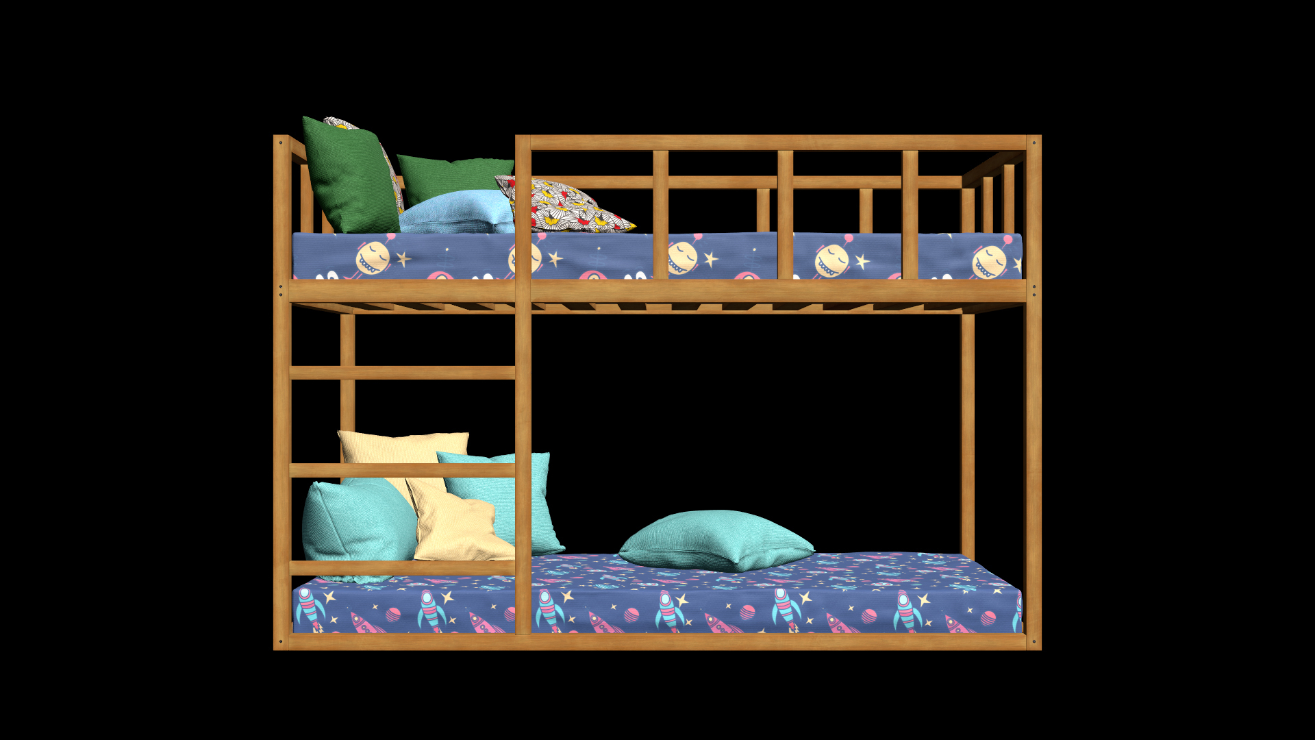 3D Kids Wooden Bunk Bed With Ladder Model - TurboSquid 2503361