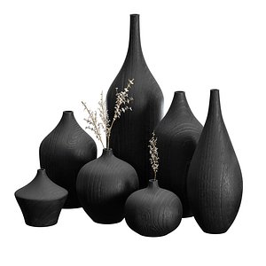 3D Charred Ash Bud Vases