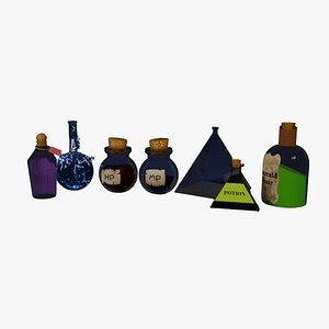 Fantasy Potion Bottle Bundle – 6 Stylized Game Assets