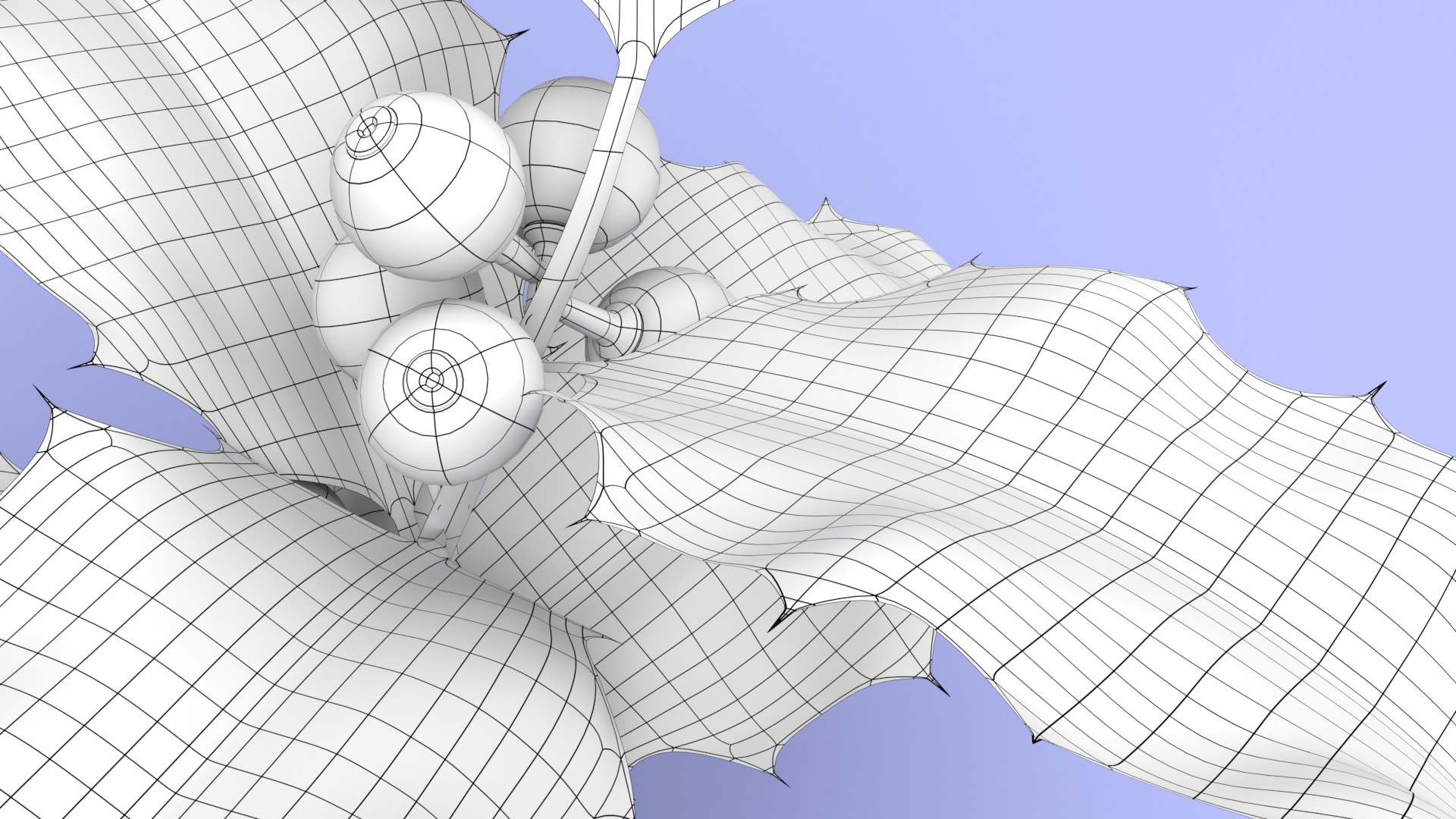 3D christmas holly model https://p.turbosquid.com/ts-thumb/fX/S813tt/4vtfmAud/wireframeimageholly02/png/1567668819/1920x1080/fit_q87/06f00c67053df2640a3350a1a08f25ca22230a53/wireframeimageholly02.jpg