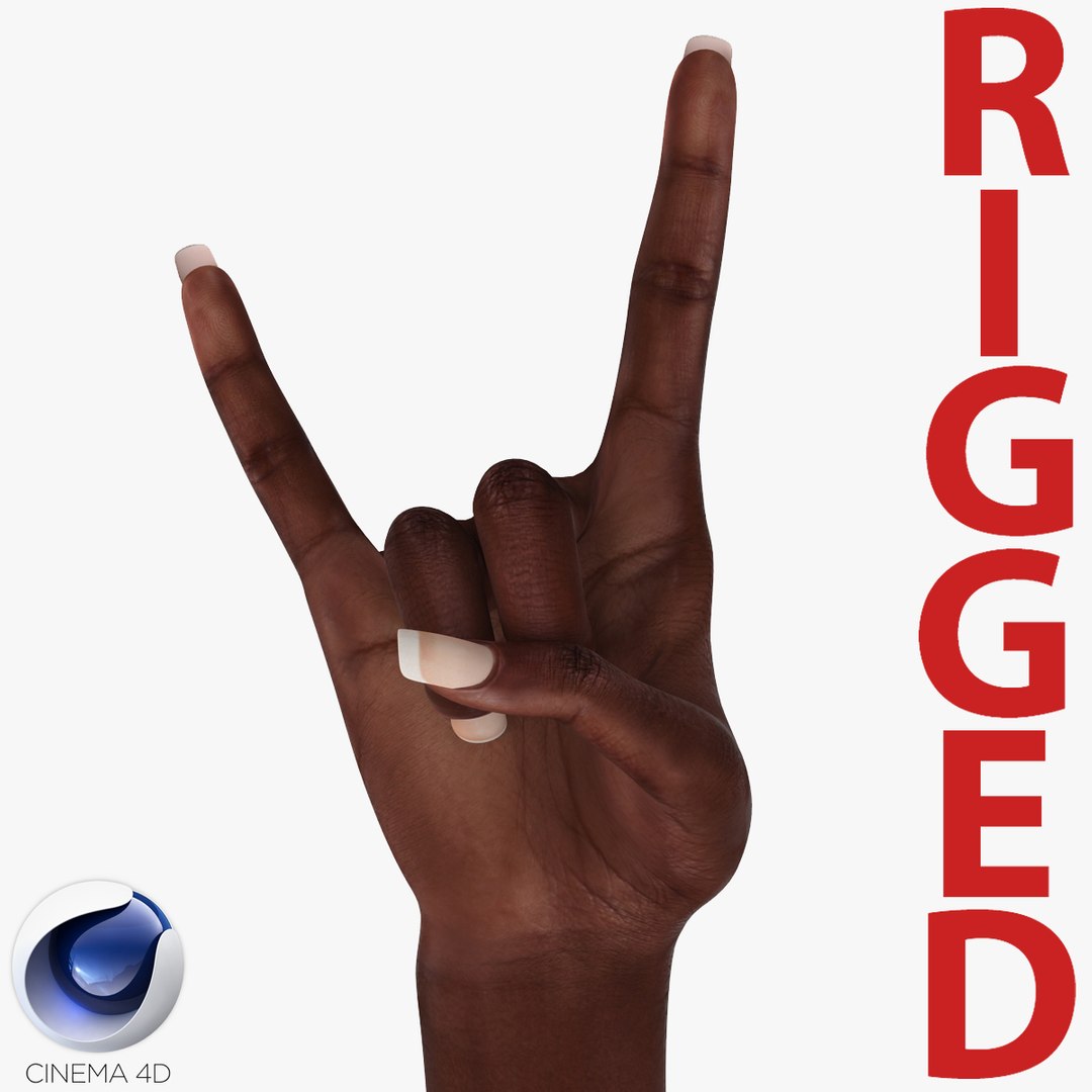 Female Hand African American 2 Rigged for Cinema 4D 3D model preview