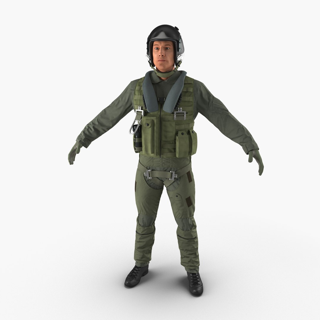 Military Jet Fighter Pilot 3D model preview
