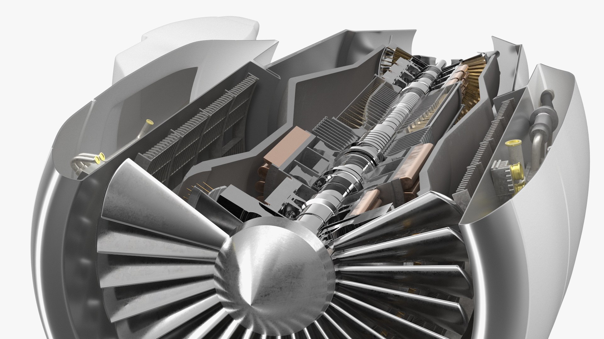 Jet Engine In Section Cut Model - TurboSquid 2381124