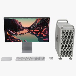 Apple Mac Pro Desktop Set 3D