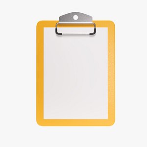 Stylized clipboard with A4 paper 3D model