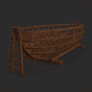 Half Built Viking Boat 3D model