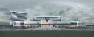 hospital building with 3D model