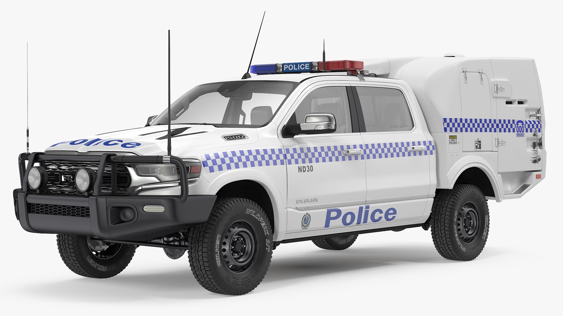 Police Paddy Wagon Dodge RAM 1500 Rigged 3D model preview