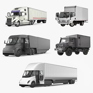 rigged cargo trucks 2 3D model