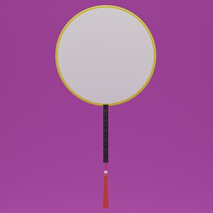 Chinese Traditional Palace Round Hand Fan 3D model
