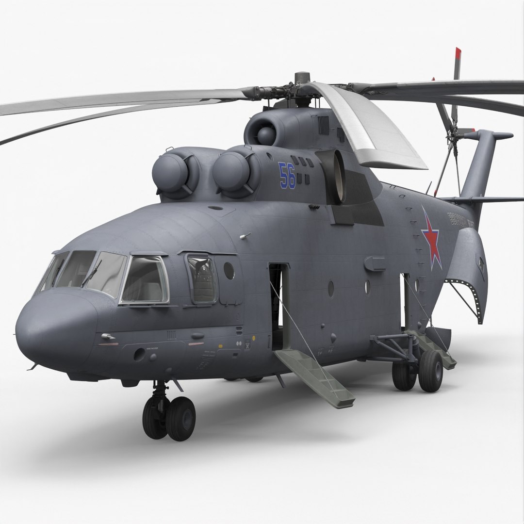 Russian Heavy Transport Helicopter Mi-26 Rigged for Maya 3D model preview