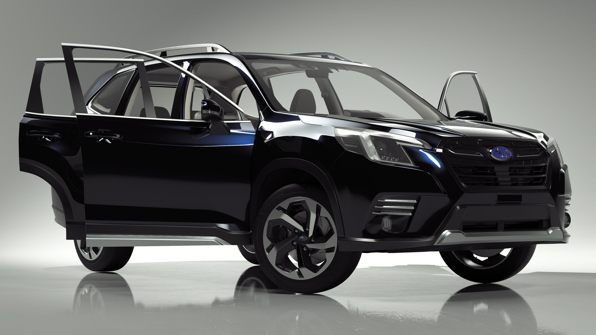 3D model Subaru Forester 2022 Black Rigged - TurboSquid 2098631