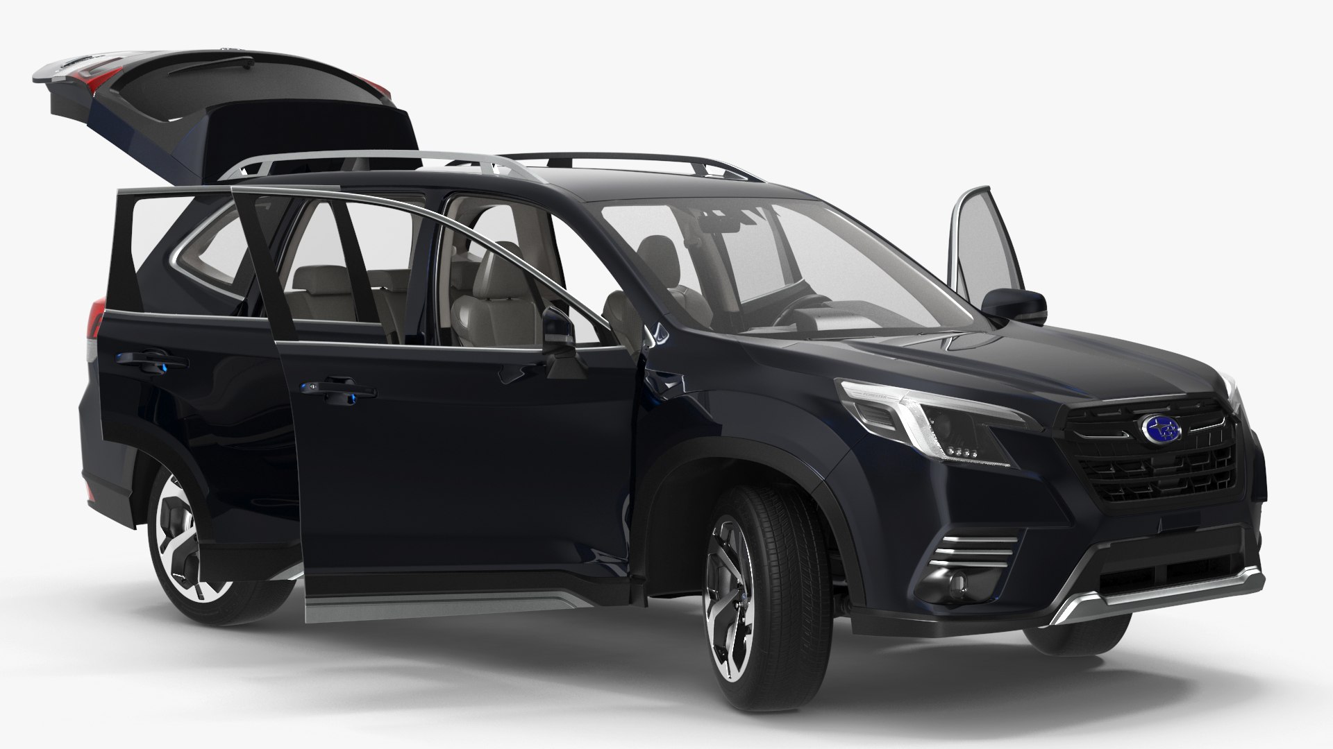 Subaru Forester 2022 Black Rigged 3D model preview
