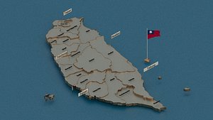 Taiwan detailed Map with Animated Flag