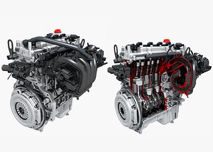 Complete engine and cutaway engine