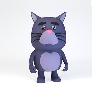Cartoonish Humanoid Cat Character 3D model