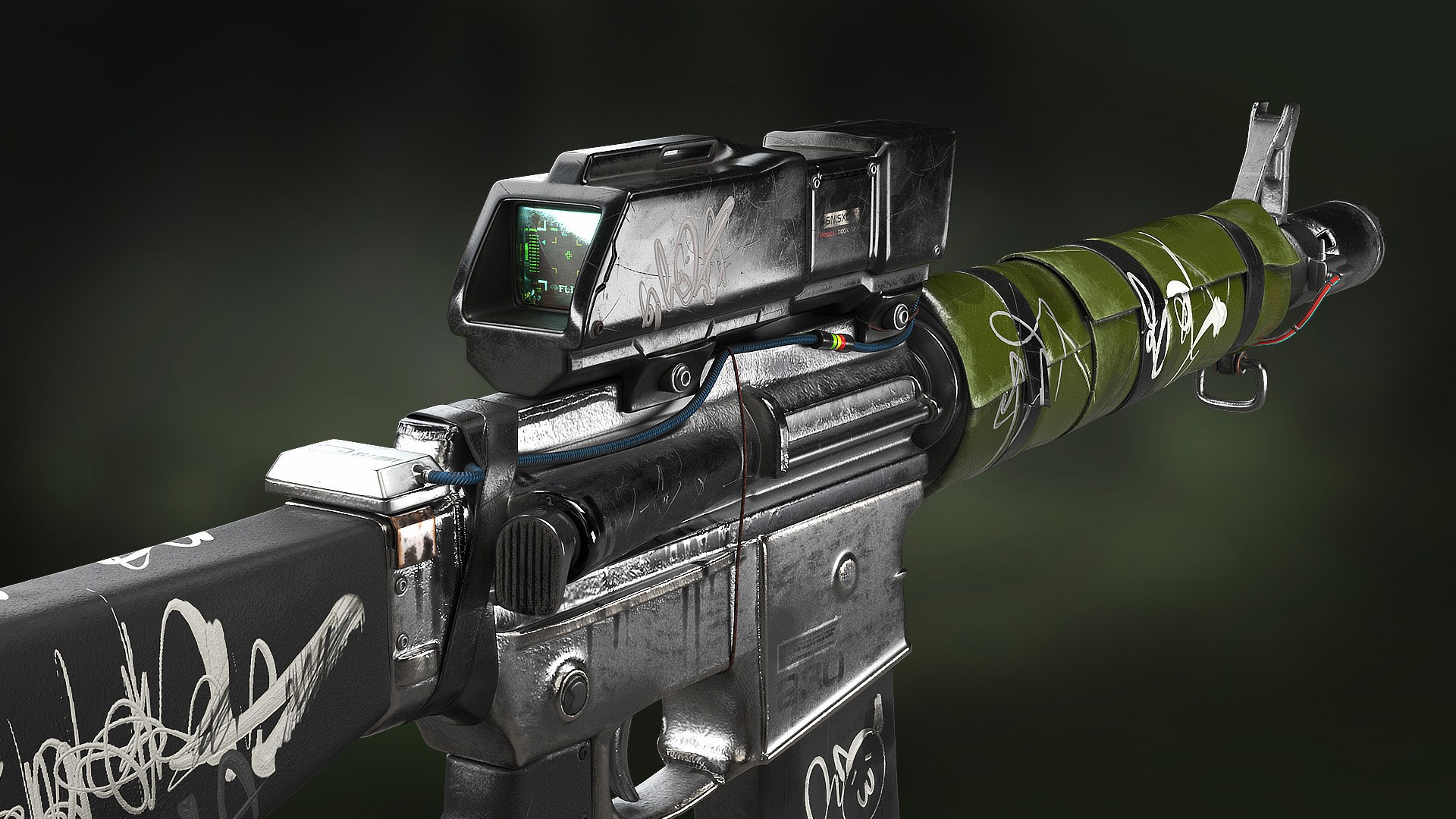 Peace Rifle - Realistic Post Apocalyptic Sci-fi assault rifle model https://p.turbosquid.com/ts-thumb/fY/qVuWa7/8q/mofo1/jpg/1637686865/1920x1080/fit_q87/8d2632d120fcc4a85e7f01e637a4743798d11363/mofo1.jpg