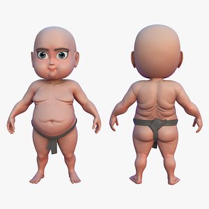 Chibi Fat Sumo Low-poly 3D model