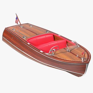 3D Vintage Dark Wooden Sport Boat model