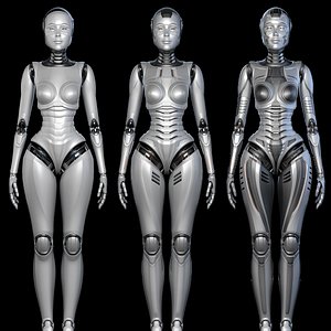 3D model Robot Woman 3 in 1 Collection  No Rig