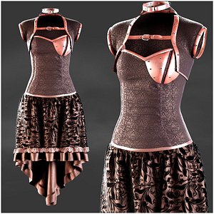 steampunk corset dress 3D model