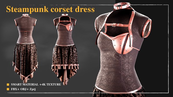 Steampunk corset dress 3D model - TurboSquid 1939557