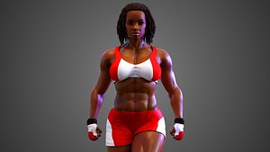 3D model Female African BOX - MMA Fighter