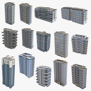 Low-poly Modern Residential Building Collection