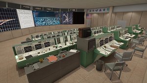 3D NASA Apollo 11 Mission Control Room MOCR2 1969